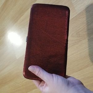 Costa blanca red shiny metallic clutch wallet NWT